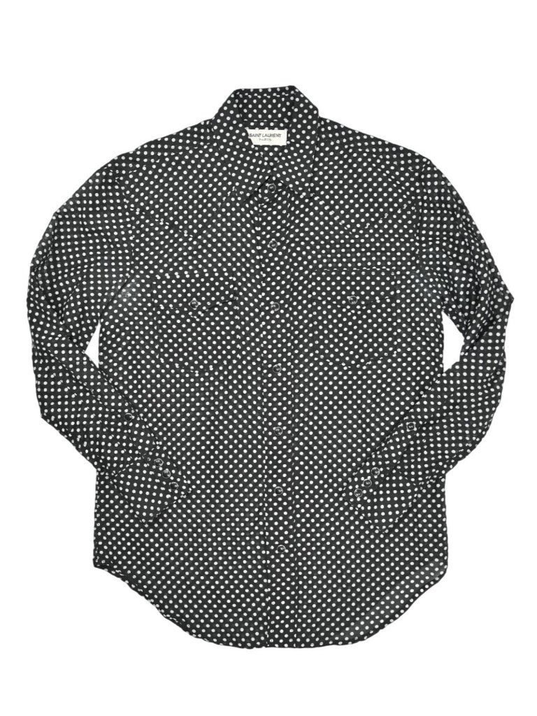 Saint Laurent Polka Dot Print Shirt In Black